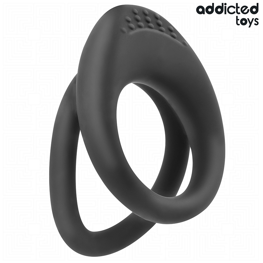 Διπλό Μαύρο Δαχτυλίδι Πέους | Addicted Toys Texture Cock Ring