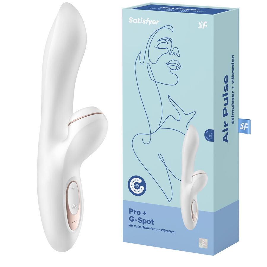 Άσπρος δονητής rabbit Satisfyer Pro G-Spot με αναρρόφηση για διπλή διέγερση σημείου G και κλειτορίδας