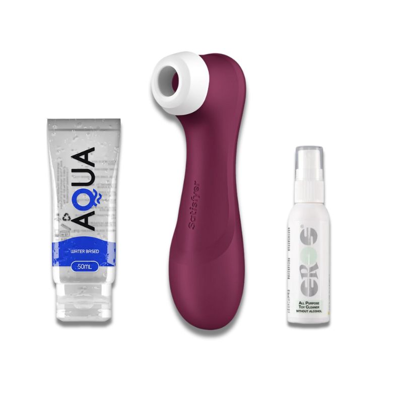 Starter Kit Satisfyer Pro 2 Gen 3 με λιπαντικό βάσης νερού και καθαριστικό sex toys σε πλήρη συσκευασία